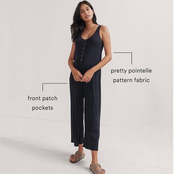 Hatch The Cotton Maternity Nursing Friendly Jumpsuit Black Size XS/S - Picture 3 of 13